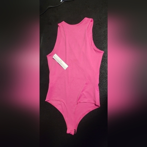 Live in the Moment Pink High Neck Thong Bodysuit with Cutout - Size S - Picture 12 of 12